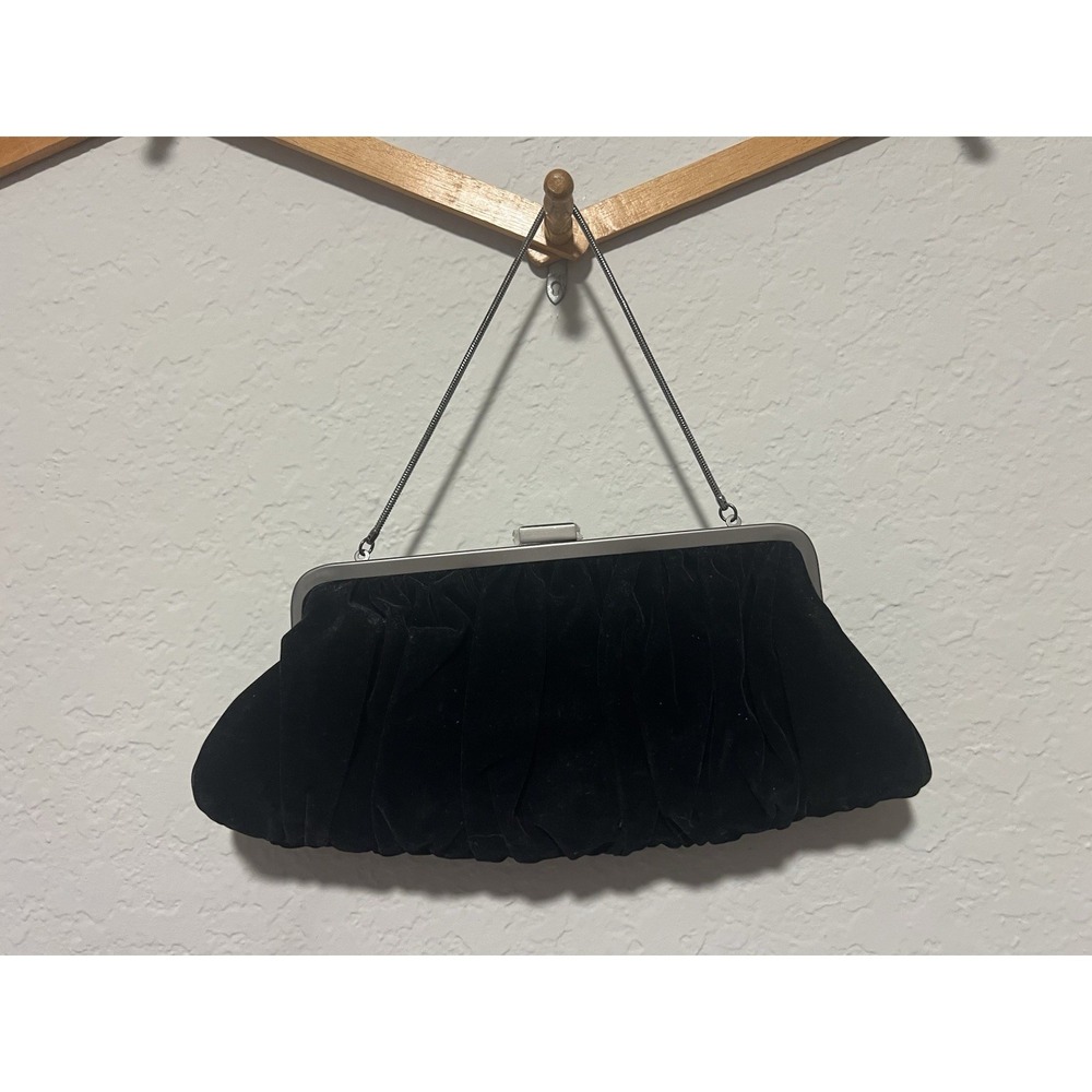 Mary Kay Black Velvet Shoulder Bag, Metal Strap & Snap Closure - EUC